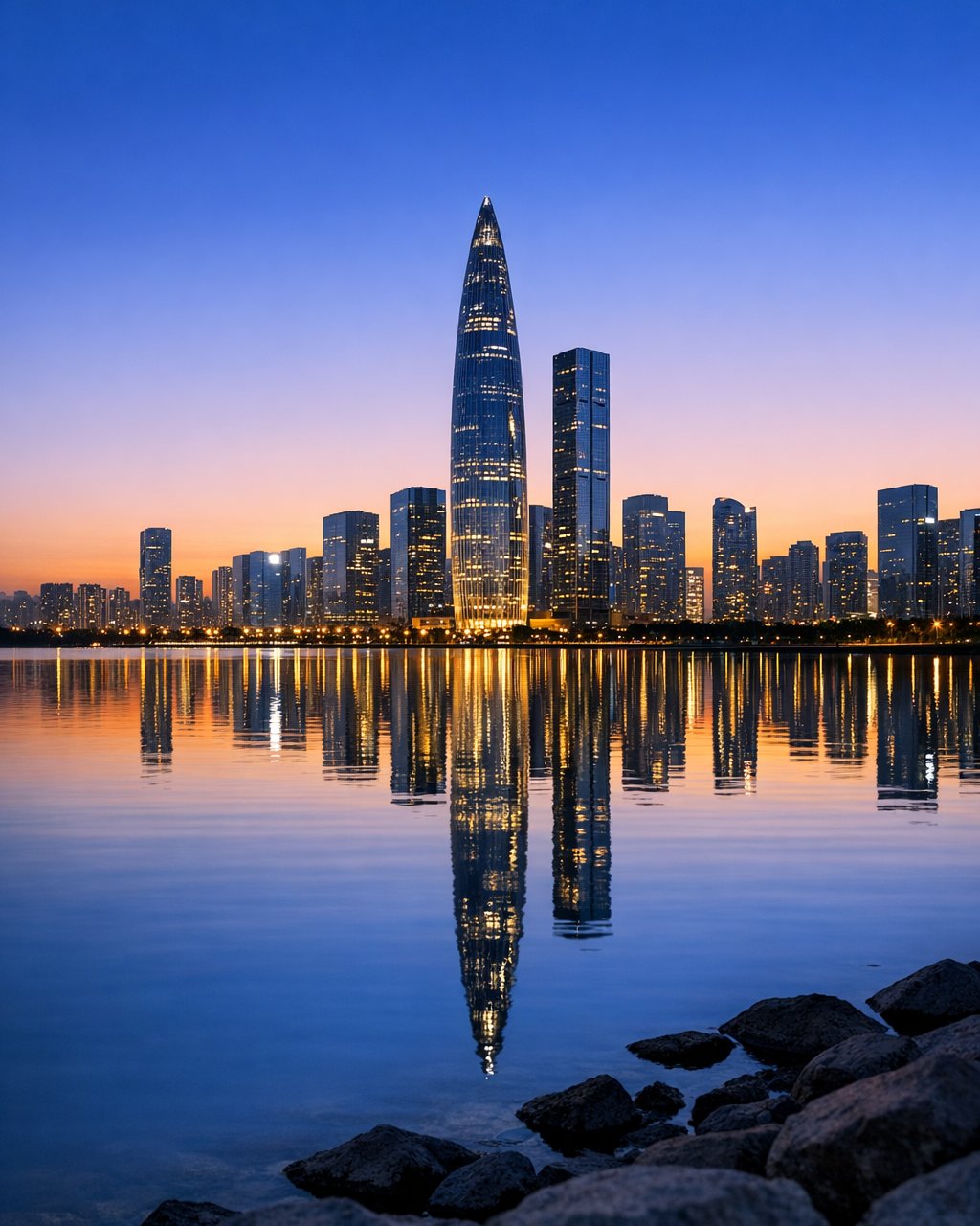 深圳湾黄昏天际线